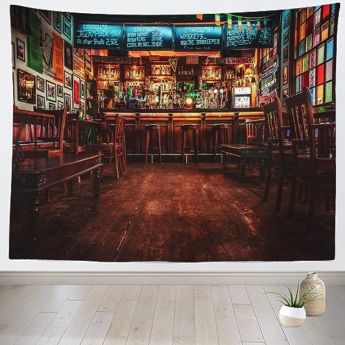 Sxakswol Wandteppich Groß Bar Wandteppich 240x220 Wandbehang Retro-Stil, Tapisserie 3D Wandtuch Aesthetic Wandteppiche für Wohnzimmer Schlafzimmer Wohnheim Wanddeko von Sxakswol