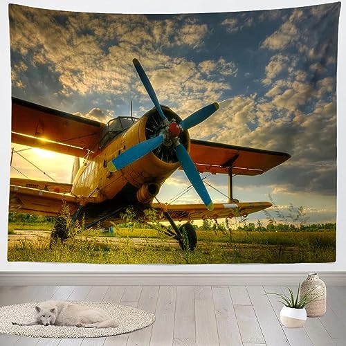 Sxakswol Wandteppich Groß Flugzeug Wandteppich 260x240 Wandbehang Jahrgang, Tapisserie 3D Wandtuch Aesthetic Wandteppiche für Wohnzimmer Schlafzimmer Wohnheim Wanddeko von Sxakswol