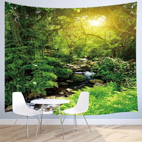 Sxakswol Wandteppich Groß Grüner Dschungel Wandteppich 260x240 Wandbehang Landschaft, Tapisserie 3D Wandtuch Aesthetic Wandteppiche für Wohnzimmer Schlafzimmer Wohnheim Wanddeko B2490 von Sxakswol