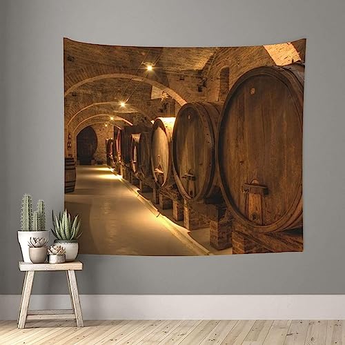 Sxakswol Wandteppich Groß Kellermuster Wandteppich 260x240 Wandbehang Holzfass, Tapisserie 3D Wandtuch Aesthetic Wandteppiche für Wohnzimmer Schlafzimmer Wohnheim Wanddeko von Sxakswol