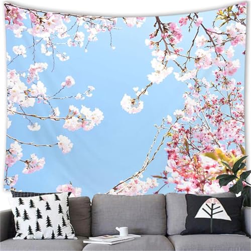 Sxakswol Wandteppich Groß Rosa Sakura Wandteppich 230x180 Wandbehang Frühling, Tapisserie 3D Wandtuch Aesthetic Wandteppiche für Wohnzimmer Schlafzimmer Wohnheim Wanddeko B4616 von Sxakswol