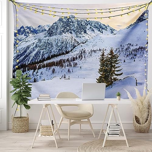 Sxakswol Wandteppich Groß Schneeberg Wandteppich 240x220 Wandbehang Natürliche Landschaft, Tapisserie 3D Wandtuch Aesthetic Wandteppiche für Wohnzimmer Schlafzimmer Wohnheim Wanddeko von Sxakswol