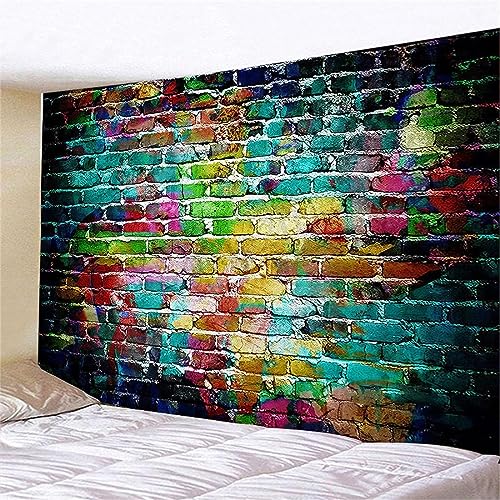 Sxakswol Wandteppich Groß Ziegelwand Wandteppich 260x240 Wandbehang Bunte Graffiti, Tapisserie 3D Wandtuch Aesthetic Wandteppiche für Wohnzimmer Schlafzimmer Wohnheim Wanddeko von Sxakswol