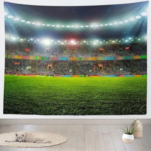 Wandteppich Groß Fußball Wandteppich 260x240 Wandbehang Stadion, Tapisserie 3D Wandtuch Aesthetic Wandteppiche für Wohnzimmer Schlafzimmer Wohnheim Wanddeko B1692 von Sxakswol