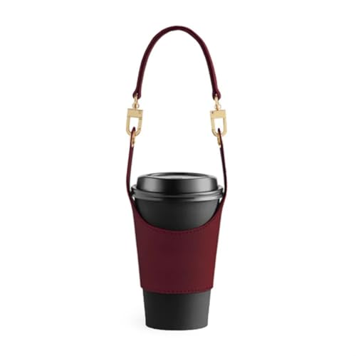 Verstellbare isolierte Becherhülle aus PU-Leder für Kaffee und heiße Getränke, Outdoor-Getränkebehälter, tragbarer Getränkehalter von Sxett