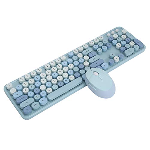 Sxhlseller 2,4 GHz 104 Tastatur Tastatur Drahtlos, Office Desktop Niedliche Tastatur mit Maussatz für Computer (Blaue Mischfarbe) von Sxhlseller