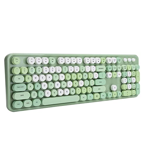 Sxhlseller 2,4 GHz 104 Tastatur Tastatur Drahtlos, Office Desktop Niedliche Tastatur mit Maussatz für Computer (grüne Mischfarbe) von Sxhlseller