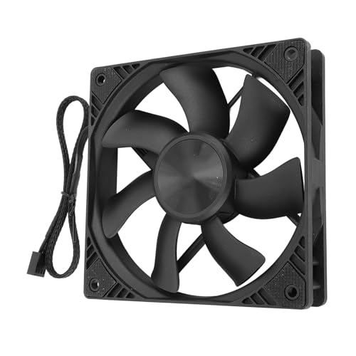 PC Gehäuselüfter 120 Mm, Intelligente PWM Temperaturregelung 800–2500 U/min, MFDB Lager, Geräuschloser 7 Blatt Computerlüfter mit 4 poligem Verlängerungskabel 12 V (Black) von Sxhlseller