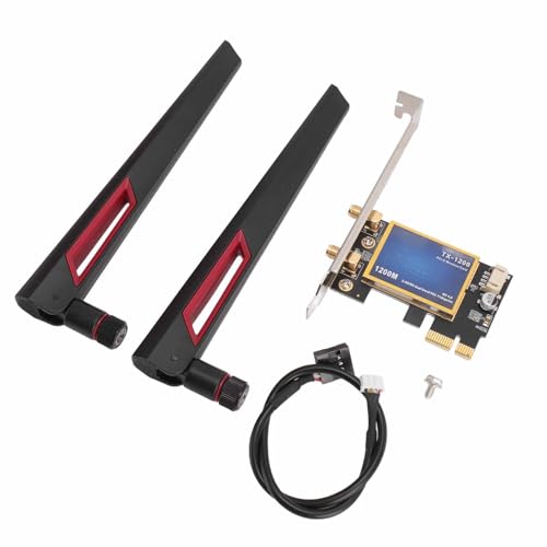 PCIe WLAN Karte für PC, Dualband WLAN Netzwerkkarte mit 10 DBi Dual Antenne für Win 7 8 10, Bluetooth 4.0 1200 Mbit/s WLAN Adapter von Sxhlseller