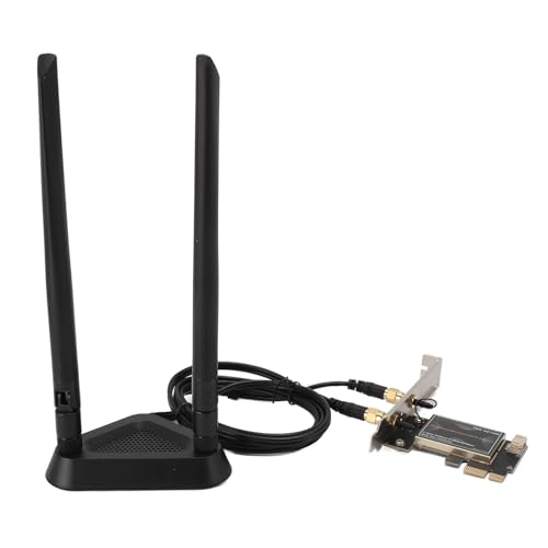 Sxhlseller PCIe WiFi-Karte, 6000 Mbit/s 8 DB Dual-Antenne 5.2 PCIe WiFi 6E Wireless-Netzwerkadapter, für 11 10 (mit Abnehmbarer Antennenbasis) von Sxhlseller