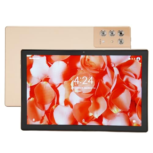 Sxhlseller 10,1-Zoll-Tablet, 8 GB RAM, 256 GB ROM, Octa-Core-Dual-Kamera, 4G LTE, 5G WiFi, Büro-Tablet mit 10,1-Zoll-LCD-Display, Dual-SIM, Dual-Standby und 7000-mAh-Akku, Gold (EU-Stecker) von Sxhlseller