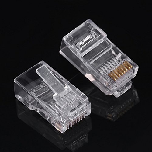 Sxhlseller 100 Stück Cat5e RJ45-Modularstecker, RJ45 8P8C-Kabel Modulare Steckerköpfe 8P8C-Vergoldungsstecker für eine Bessere Datenübertragung Sxhlseller 100 Stück Cat5e RJ45-Modularstecker, RJ45 8P8C-Kabel Modulare Steckerköpfe 8P8C-Vergoldungsstecker für eine Bessere Datenübertragung von Sxhlseller