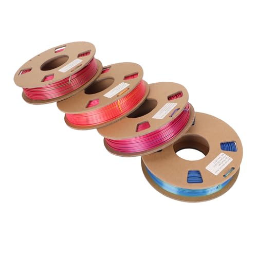 Sxhlseller 4 Rollen 1,75 Mm 3D-Drucker-Filament, Seide, Zweifarbiges Filament, PLA-Filament, Rotgold/Rotgrün/Rotblau/Blaugrün, 3D-Druck-PLA für 3D-Druckprojekte von Sxhlseller