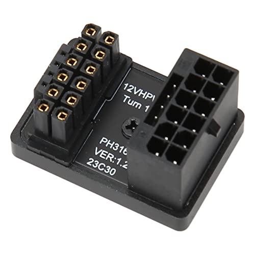 Sxhlseller ATX 16-Pin-Buchse auf 16-Pin-Stecker, 180 Grad Abgewinkelter Adapter, 12 V PCIe5.0 HPWR GPU U-Drehwinkel-Anschluss für Desktop-PC-Grafikkarte (Schwarz) von Sxhlseller