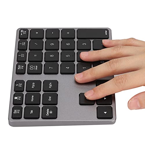 Sxhlseller Finanzbuchhaltungstastatur, Kabellose Tastatur aus Aluminiumlegierung mit 35 Tasten, Tastatur für Mac OS-System, Wiederaufladbare Kabellose Ultradünne Tastatur, (Eisengrau) von Sxhlseller