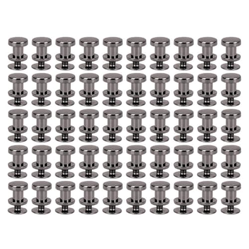 Sxhlseller Flat Head Stud -Wolken -Geben, Flache Hauptschraubenschrauben Ledernieten Vielseitiger Zinklegierung 50 Set für Taschenschuhe (Silberschwarz) von Sxhlseller