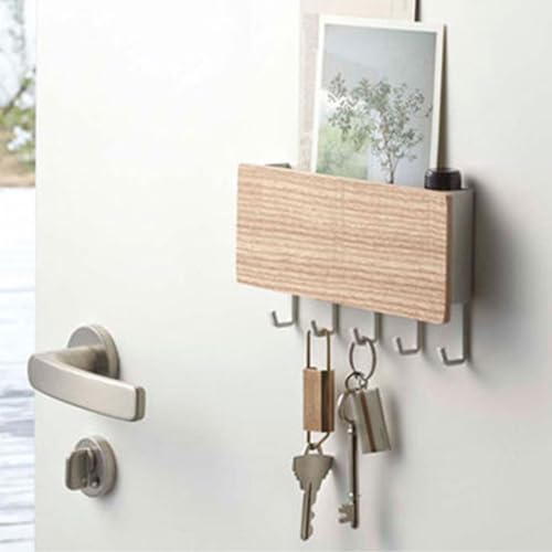 Sxhlseller Flurwandhalter, Multifunktionaler Stilvoller Wandmontage Key Halter Zartes Aussehen für das Heimhotel Robust (Holzfarbe) von Sxhlseller