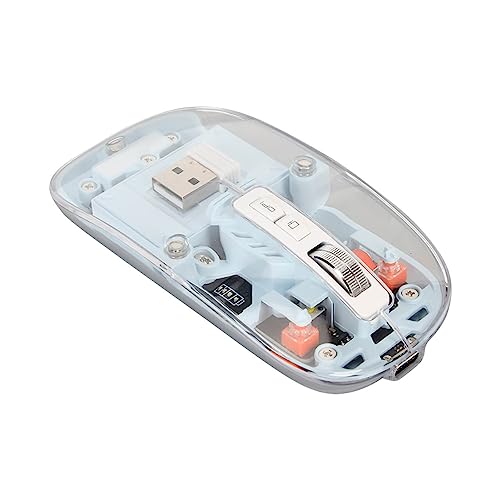 Sxhlseller Gaming Maus, Transparent, Magnetische Abdeckung, 4 Gänge DPI, Maximal 2400 DPI, Leichte Büro Ergonomie Mäuse mit Batterie Display, Bunter Atmender Lichteffekt (Blau) von Sxhlseller