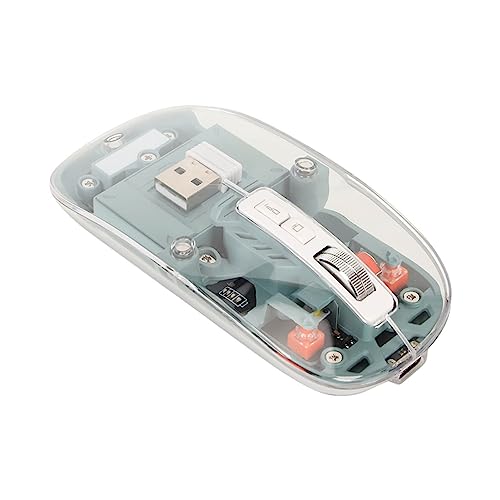 Sxhlseller Gaming Maus, Transparent, Magnetische Abdeckung, 4 Gänge DPI, Maximal 2400 DPI, Leichte Büro Ergonomie Mäuse mit Batterie Display, Bunter Atmender Lichteffekt (Grün) von Sxhlseller