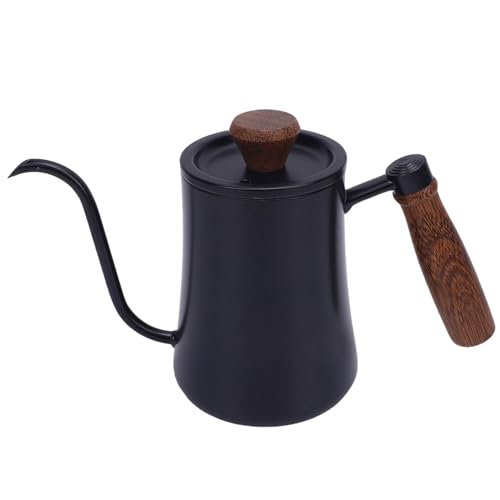 Sxhlseller Handbrauenkaffeekessel, 600 Ml Holz Isoliertes Griff Kaffeekessel für Zuhause (BLACK) von Sxhlseller