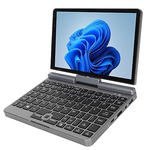 Sxhlseller Handheld Laptop, Touchscreen Laptop 8 Zoll mit QWERTY Tastatur 12G LPDDR5 4800 MHz Onboard Tasche, um 180 Grad Drehbarer Notebook Computer für das Reisebüro von Sxhlseller
