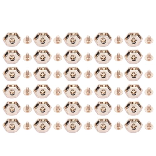 Sxhlseller Hex -verdrängte Nietschrauben, 30 Set von Hardware -Hex verdrängten Dekoration Nieten Hohe Festigkeit für Lederfahrzeuge (Golden) von Sxhlseller
