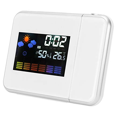Sxhlseller Indoor-Projektionsuhr Wettervorhersage-Ausrüstung Ewiger Kalender für Temperaturprüfer mit Heim-, Büro- und Küchenantrieb (Weiss) von Sxhlseller