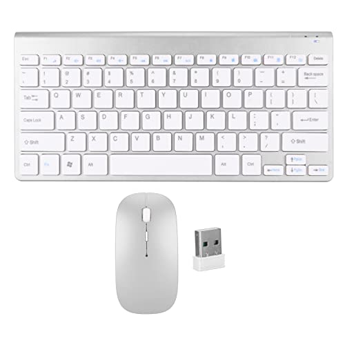 Intelligentes Kabelloses Tastatur Maus Set für Büro, Klassenzimmer und Reisen, Kompakt und Wasserdicht, Geräuschlose LED Anzeige, Stromsparend (Silver) von Sxhlseller