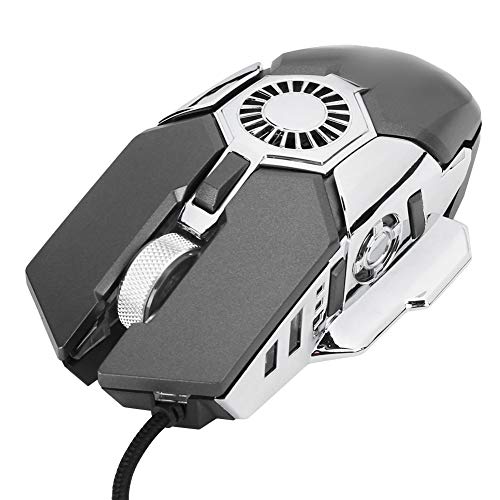 Sxhlseller Maus Computermaus Mäuse Tragbare Computermaus RGB Gaming 6 Tasten Wired Gamer Mäuse für Laptop Desktop PC mit Lüfter Gaming Maus (Grau) von Sxhlseller