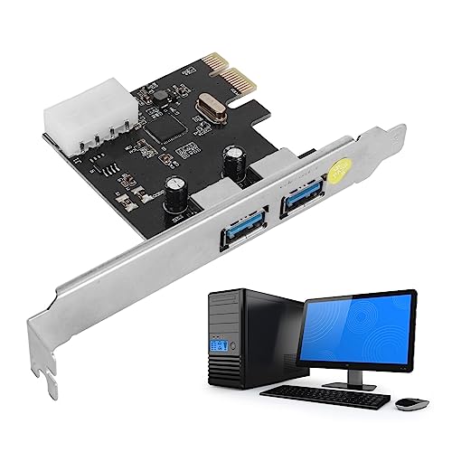 Sxhlseller PCIe zu USB 3.0 Erweiterungskarte 2 Ports 5 Gbit/s 4Pin Power PCIe Express Controller Karte für Win Desktop PC Plug and Play von Sxhlseller