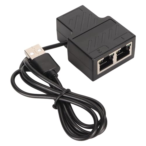 Sxhlseller RJ45-Ethernet-Splitter 1 auf 2 Ausgänge, 100 Mbit/s Hochgeschwindigkeits-Netzwerk-Splitter, LAN-Splitter mit USB-Stromkabel, Kompatibel mit Cat8, Cat7, Cat6, Cat5, Cat5e-Kabel von Sxhlseller