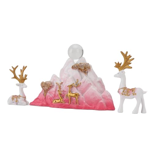 Sxhlseller Rentier -Figuren Ornamente, Fade Proof Exquisite Lebendige Posen Realistische Glückliche Hirschstatue -Figuren für Fernsehschrank (PINK) von Sxhlseller