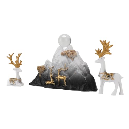 Sxhlseller Rentier -Figuren Ornamente, Fade Proof Exquisite Lebendige Posen Realistische Glückliche Hirschstatue -Figuren für Fernsehschrank (Typ 1) von Sxhlseller