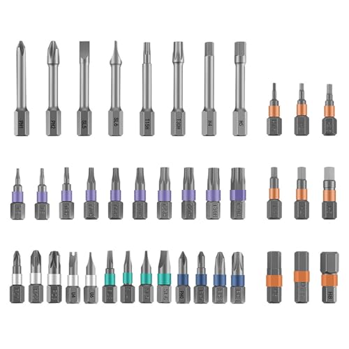 Sxhlseller Schraubendreher -Set, 6,2 ° -Mechanismus Ratschenschraubendreher Set 42 in 1 Magnetisch Multifunktional mit 40 STCs Bits für die Reparatur von Haushaltsfahrradmotorrad (Orange Storage Box) von Sxhlseller