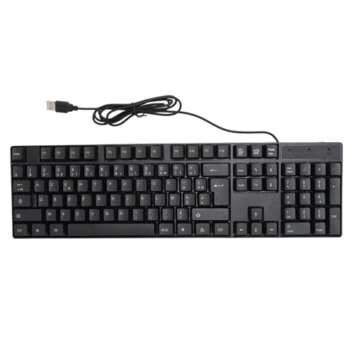 Sxhlseller Tastatur mit 104 Tasten, Kabelgebundene Gaming Büro USB Tastatur mit Ergonomischem Design, Minderheitensprachen Tastatur, Plug and Play für Büro (Französisch) von Sxhlseller