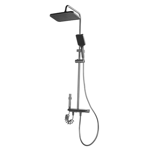 Sxhlseller Thermostatisches Duschsystem mit Hochdruckregen Duschkopf und Handheld -Sprühgerät, Graues Badezimmerhahn mit Verstellbaren Modi und Einfache Installation von Sxhlseller