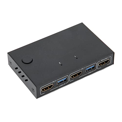 Sxhlseller USB 3.0 KVM-Switch HDMI, Unterstützt 4K 60 Hz, USB-Switch für 2 Computer Teilen Sich 1 USB-Gerät für PCs, Maus, Tastatur, 4 USB 3.0-Anschlüsse und 2 USB-Kabel von Sxhlseller