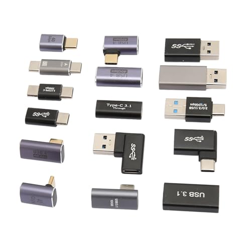 Sxhlseller USB Adapter Set (16 Stück), USB C Adapter mit Verschiedenen Winkeln, 16 teilige USB Adapter USB 3.0 3.1 Typ C Unterstützen Datenübertragung und Aufladen, für Telefon Computer von Sxhlseller