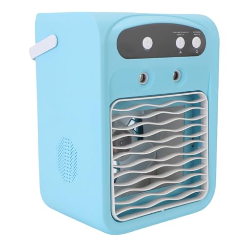 Sxhlseller Wiederaufladbarer USB-Desktop-Luftkühler mit Luftbefeuchter, 1000ml Wassertank, leiser persönlicher Mini-Luftkühler-Ventilator für Schlafzimmer, Büro, Innenräume und Reisen (BLUE) von Sxhlseller