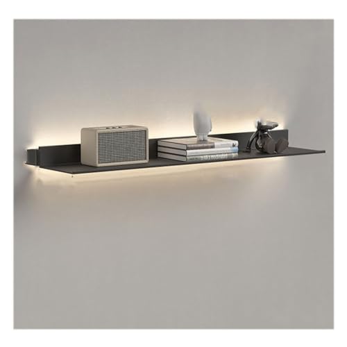 LED-Wandregal, Schwebende Regale für die Lagerung Buch Pflanze, Display Regal mit Strip Licht für Wohnzimmer Dekor (Farbe : Schwarz, Größe : 100x15x6cm) von Sxlawesom