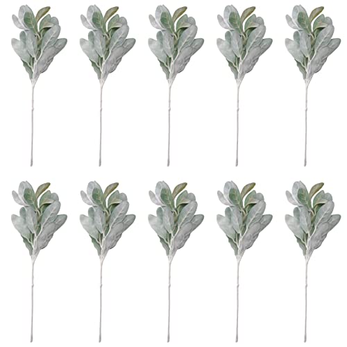 Sxmrmnx 10 StüCk KüNstliche Beflockte LammohrbläTter Dusty Stiele Beflockte Eichenlaub Lammohrblatt für Zuhause Hochzeit DIY Sxmrmnx 10 StüCk KüNstliche Beflockte LammohrbläTter Dusty Stiele Beflockte Eichenlaub Lammohrblatt für Zuhause Hochzeit DIY von Sxmrmnx