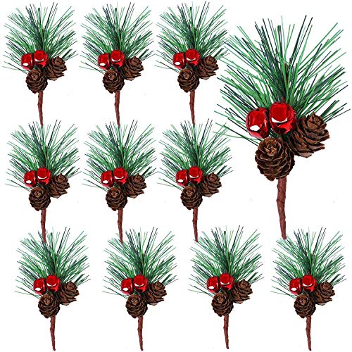 Sxmrmnx 24 Teilige KüNstliche Kiefern Pickel mit Glocken Zweigen für Blumen KräNze und Weihnachts Dekorationen für Weihnachts Feiern Sxmrmnx 24 Teilige KüNstliche Kiefern Pickel mit Glocken Zweigen für Blumen KräNze und Weihnachts Dekorationen für Weihnachts Feiern von Sxmrmnx