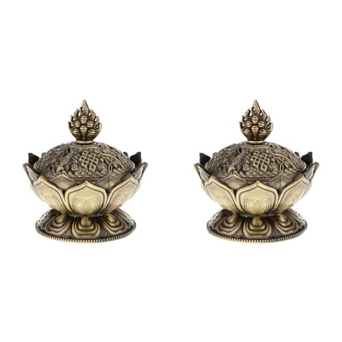 Sxmrmnx 2X Lotus Weihrauch Aroma Halter Herd Rueckfluss Raeuchergefaess -Bronze von Sxmrmnx