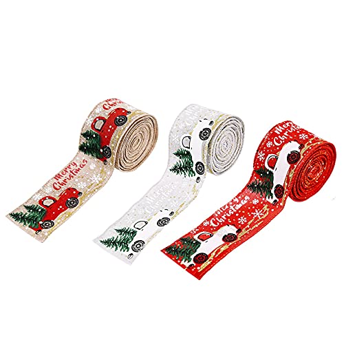 Sxmrmnx 3 STÜCKE Weihnachts Feier ZubehöR, Auto Weihnachts Band, Dekoratives Band, Band, Kreatives Band Tricolor von Sxmrmnx
