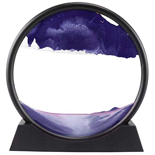 Sxmrmnx 3D Dynamische NatüRliche Landschaft FließEnder Sand Bild Kunst Sanduhr, Transparentes Glas Runde Malerei (Lila) von Sxmrmnx