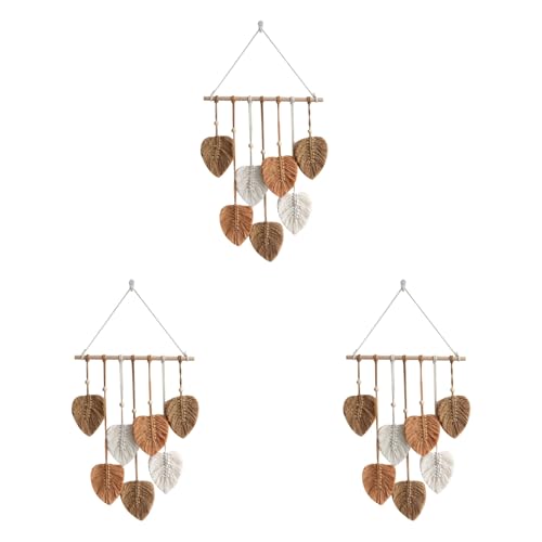 Sxmrmnx 3X Blatt Makramee Wandbehang Boho Room Home Decor Gewebter Ästhetischer Wandteppich Home Room Hochzeitsdekoration Khaki Sxmrmnx 3X Blatt Makramee Wandbehang Boho Room Home Decor Gewebter Ästhetischer Wandteppich Home Room Hochzeitsdekoration Khaki von Sxmrmnx