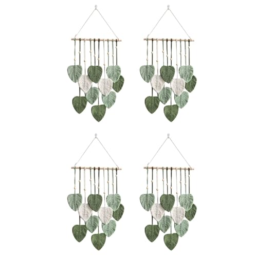 Sxmrmnx 4X Blatt Makramee Wandbehang Boho Room Home Decor Gewebter ÄSthetischer Wandteppich Home Room Hochzeitsdekoration GrüN Sxmrmnx 4X Blatt Makramee Wandbehang Boho Room Home Decor Gewebter ÄSthetischer Wandteppich Home Room Hochzeitsdekoration GrüN von Sxmrmnx