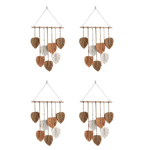 Sxmrmnx 4X Blatt Makramee Wandbehang Boho Room Home Decor Gewebter ÄSthetischer Wandteppich Home Room Hochzeitsdekoration Khaki von Sxmrmnx