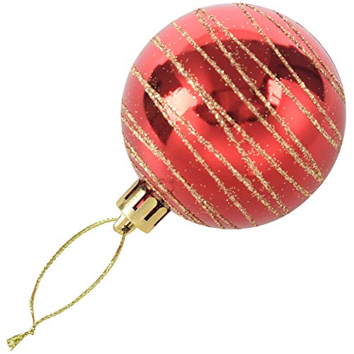 Sxmrmnx 6 Stueck Weihnachtsbaum Kugeln Durchmesser 6cm gestreift Farbe Zeichnung Dekorationen Ball Weihnachten Party Hochzeit Ornament (rot) von Sxmrmnx