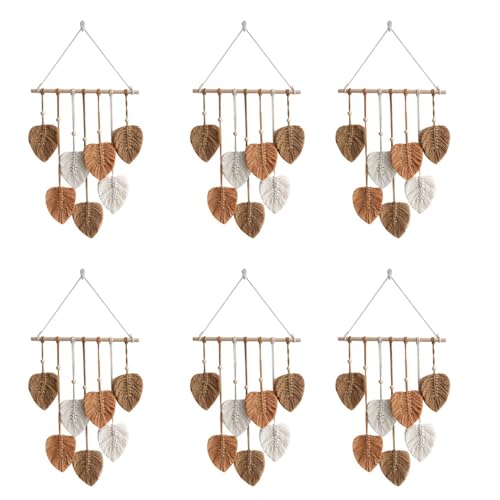Sxmrmnx 6X Blatt Makramee Wandbehang Boho Room Home Decor Gewebter ÄSthetischer Wandteppich Home Room Hochzeitsdekoration Khaki von Sxmrmnx